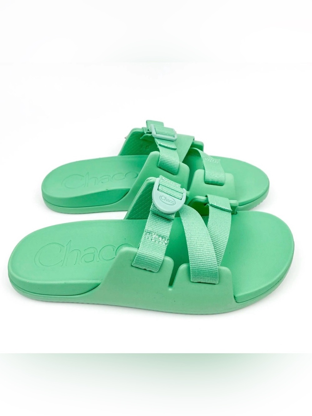 Chaco Seafoam Green Two-Strap Slide Sandals